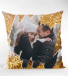 Custom golden photo pillow