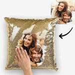 Custom golden photo pillow