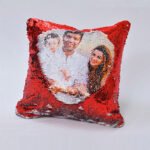 Custom golden photo pillow